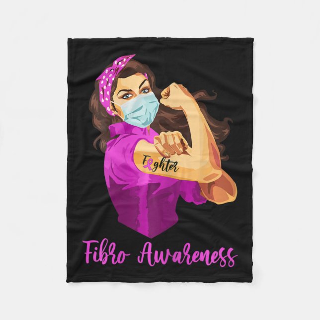 Warrior Unbreakable - Fighter Fibromyalgia Awarene Fleece Blanket (Front)