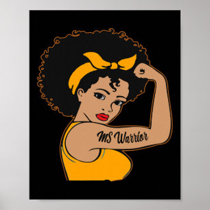 Warrior Unbreakable Multiple Sclerosis Afro Black  Poster