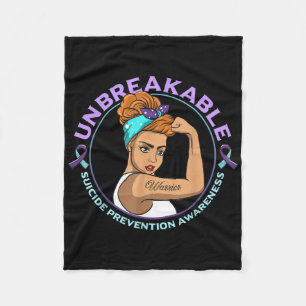 Warrior Unbreakable Suicide Prevention Awareness  Fleece Blanket