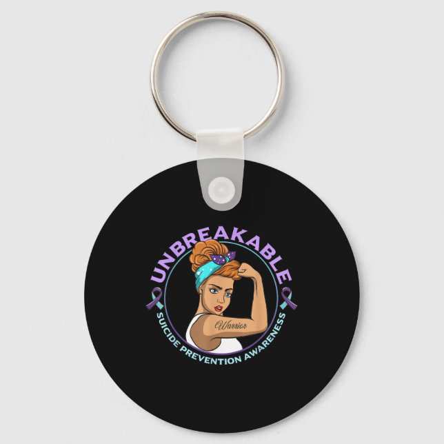 Warrior Unbreakable Suicide Prevention Awareness  Key Ring (Front)