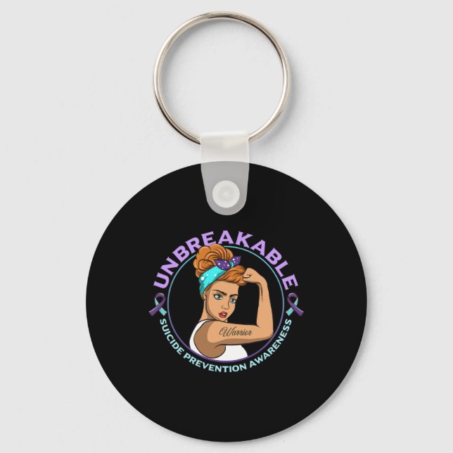 Warrior Unbreakable Suicide Prevention Awareness  Key Ring (Front)