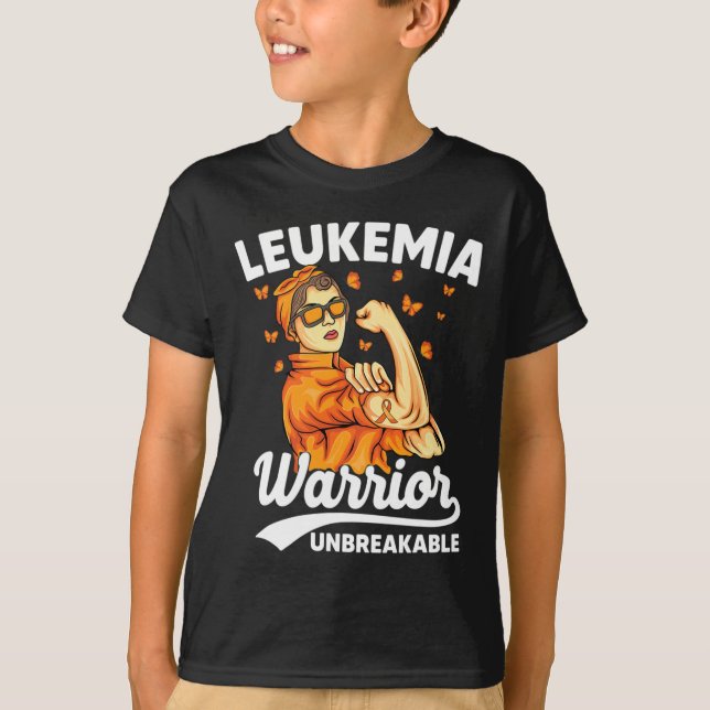 Warrior Unbreakable Support Leukaemia Awareness  T-Shirt (Front)