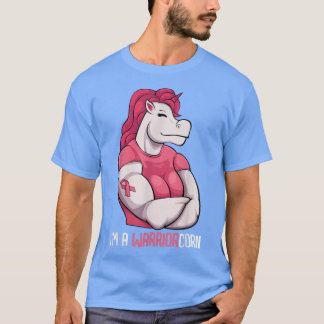 Warrior Unicorn Breast Cancer Awareness Pink Ribbo T-Shirt