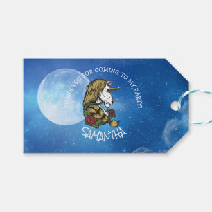 Warrior Unicorn Party blue Moon  Gift Tags