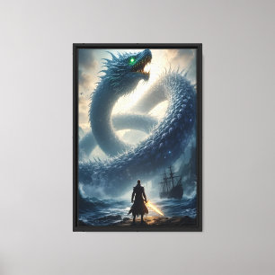 Warrior vs Sea Dragon Canvas Print