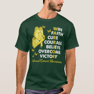 Warrior Win Faith Cure Ribbon Childhood Cancer Awa T-Shirt