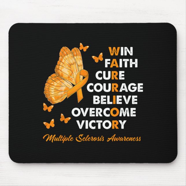 Warrior Win Faith Cure Ribbon Multiple Sclerosis A Mouse Pad (Front)