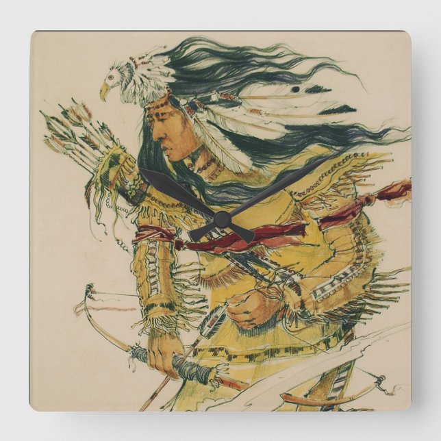 Warrior with Flaming Arrow Acrylic Wall Clock (Front)