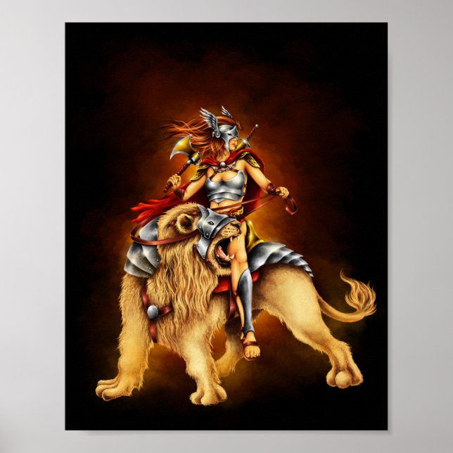 Warrior Woman Lion Tamer Battle Poster (Front)
