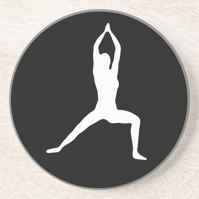 Warrior Yoga Pose Silhouette Coaster (Front)