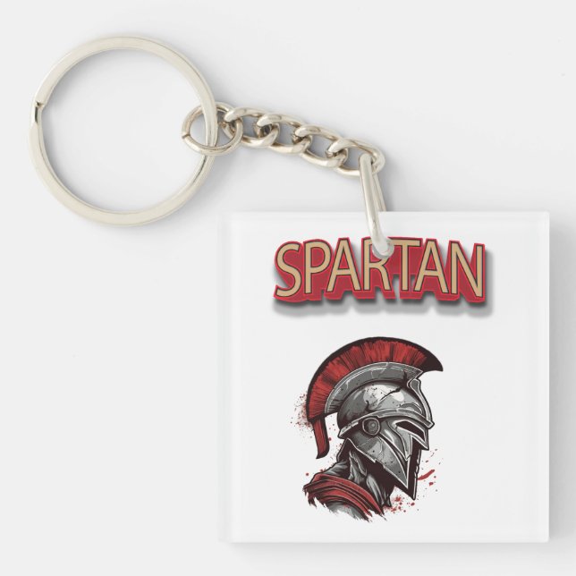 Warrior's Pride - Spartan Helmet with Red Plume Key Ring (Front)