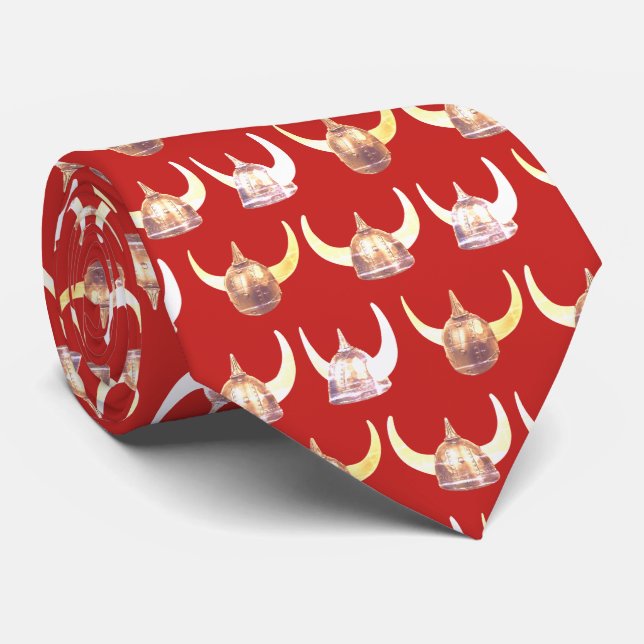 Warriors Vikings Helmet Mascot  Football Necktie (Rolled)