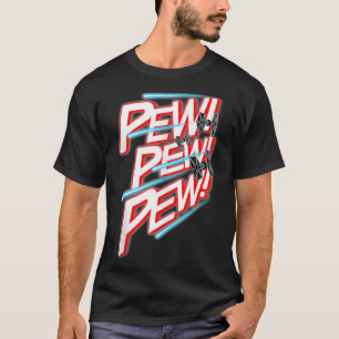 Wars Pew Pew Tie Fighter Outline Text T-Shirt