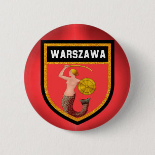 Warsaw Flag 6 Cm Round Badge