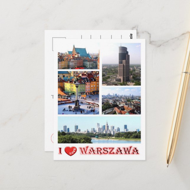 Warsaw - I Love - Postcard (Front/Back In Situ)