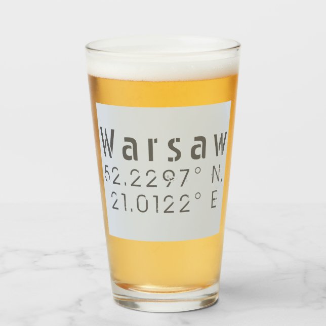 Warsaw Latitude Longitude Glass (Front Filled)