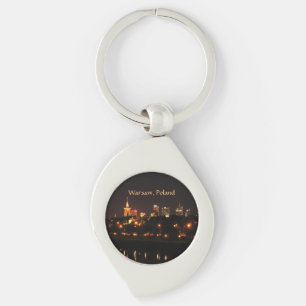 Warsaw, Poland at night Key Ring
