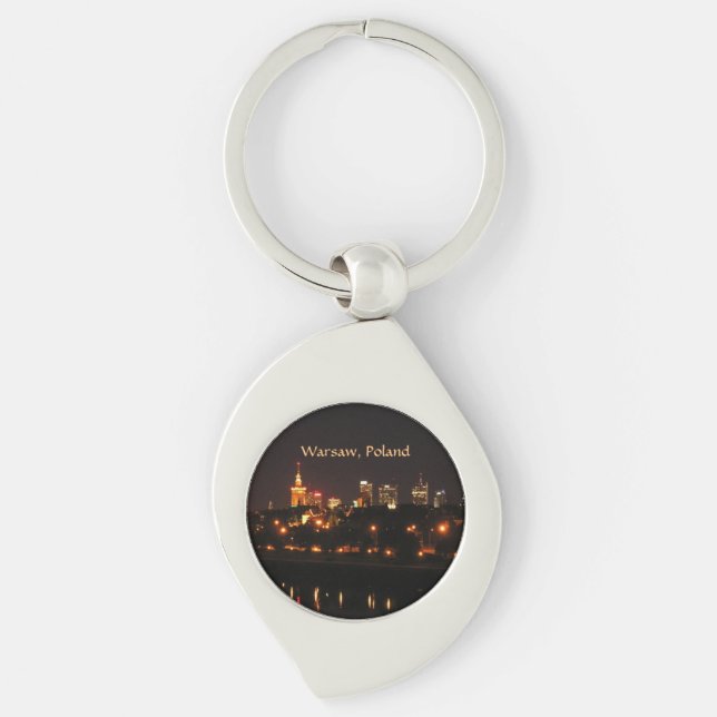 Warsaw, Poland at night Key Ring (Front)