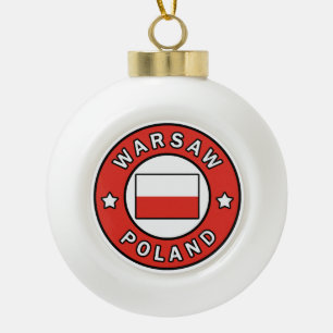 Warsaw Poland Ceramic Ball Christmas Ornament