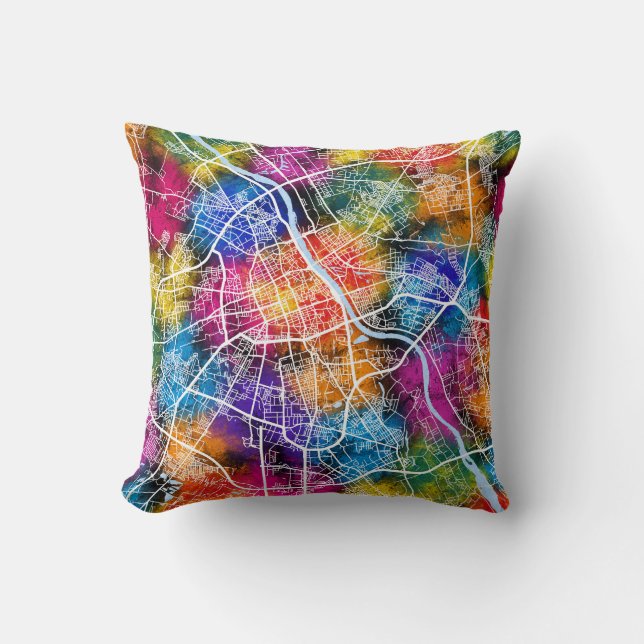 Warsaw Poland City Map Cushion (Front)