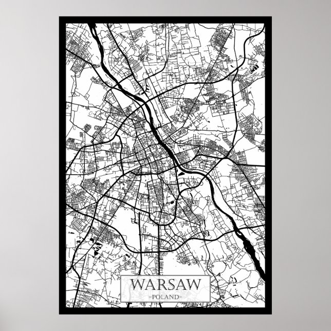 Warsaw Poland City Map Poster (Front)