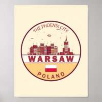 Warsaw Poland City Skyline Emblem