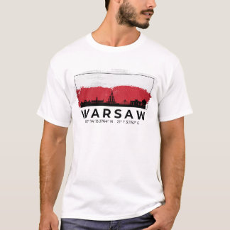 Warsaw Poland Cityscape Brush Flag T-Shirt
