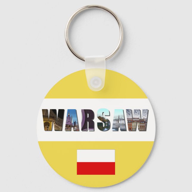 Warsaw Poland Flag Key Ring (Front)