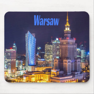 Warsaw Poland Night Skyline Warsaw Spire Mouse Pad