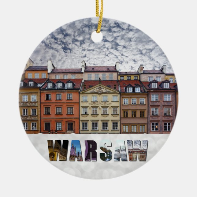 Warsaw Poland Old Town Travel Photos Christmas Ceramic Tree Decoration (Front)