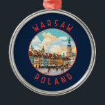 Warsaw Poland Retro Distressed Circle Metal Tree Decoration<br><div class="desc">Warsaw retro vector travel design. It's a captivating blend of architectural styles,  from the charming Old Town to the towering Palace of Culture and Science.</div>