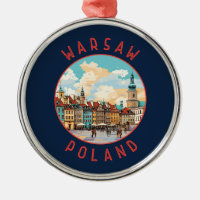 Warsaw Poland Retro Distressed Circle