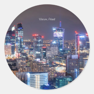 Warsaw, Poland skyline Classic Round Sticker
