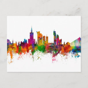 Warsaw Poland Skyline Postcard