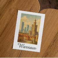 Warsaw Poland Skyline Vintage Illustration