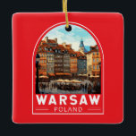 Warsaw Poland Travel Art Vintage Ceramic Ornament<br><div class="desc">Warsaw retro vector travel design. It's a captivating blend of architectural styles,  from the charming Old Town to the towering Palace of Culture and Science.</div>