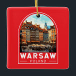 Warsaw Poland Travel Art Vintage Ceramic Ornament<br><div class="desc">Warsaw retro vector travel design. It's a captivating blend of architectural styles,  from the charming Old Town to the towering Palace of Culture and Science.</div>