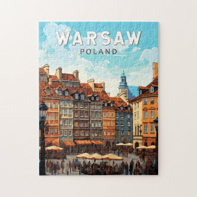 Warsaw Poland Travel Art Vintage Jigsaw Puzzle (Vertical)