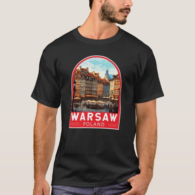 Warsaw Poland Travel Art Vintage T-Shirt (Front)