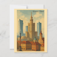 Warsaw Poland Vintage Travel Art