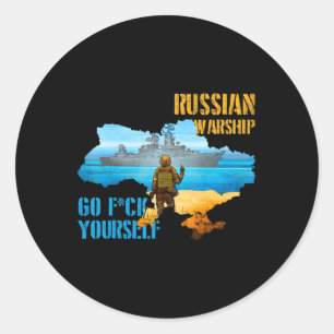 Warship Ukraine Map Pride Vintage Ukraine Postage Classic Round Sticker