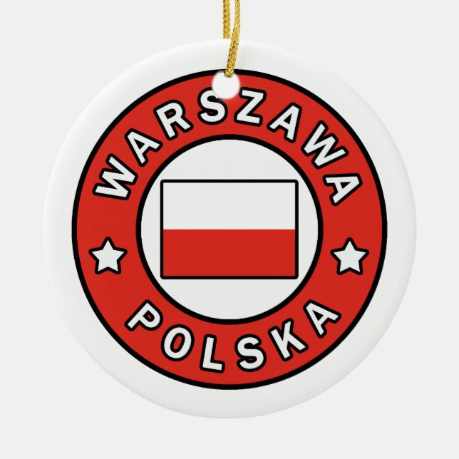 Warszawa Polska Ceramic Tree Decoration (Front)