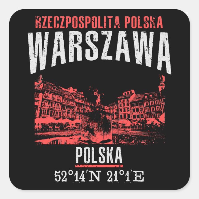 Warszawa Square Sticker (Front)