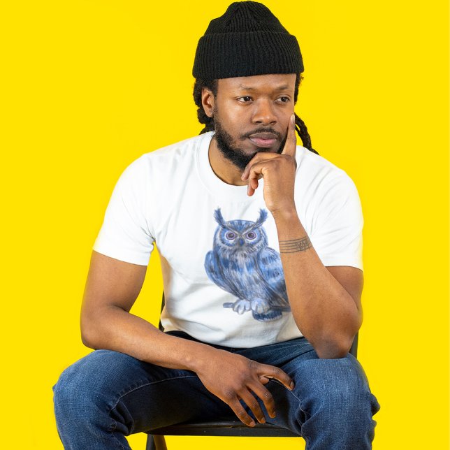 Warter Color Painting Bold Blue Owl T-Shirt (Creator Uploaded)