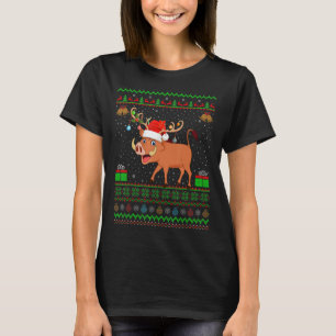 Warthog Santa Hat Matching Ugly Warthog Christmas T-Shirt
