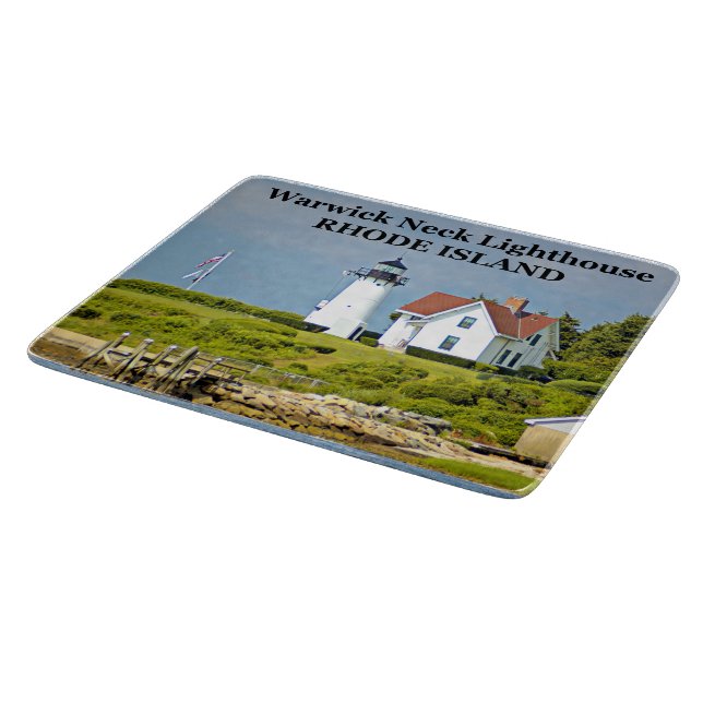 Warwick Neck Lighthouse Rhode Island Cutting Board (Corner)