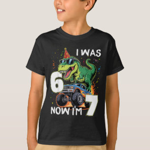 was 6 7 Birthday Boy Dinosaur Monster Truck 67 T-Shirt