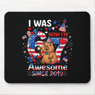 was 6 7 Birthday Capybara USA Flag 4th of July Boy Mouse Pad