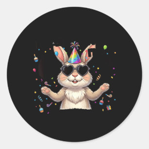 was 6 7 Funny 6 7 Birthday Boys Girls Easter Bunny Classic Round Sticker
