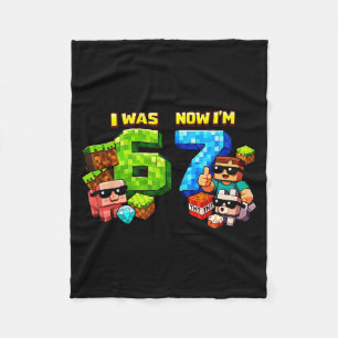 Was 6 7 pixel game art 67 meme kids birthday party fleece blanket